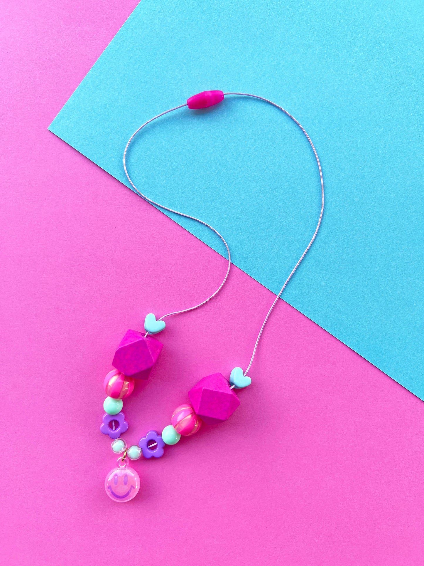 Girls Cute Smiley Charm Beaded Necklace