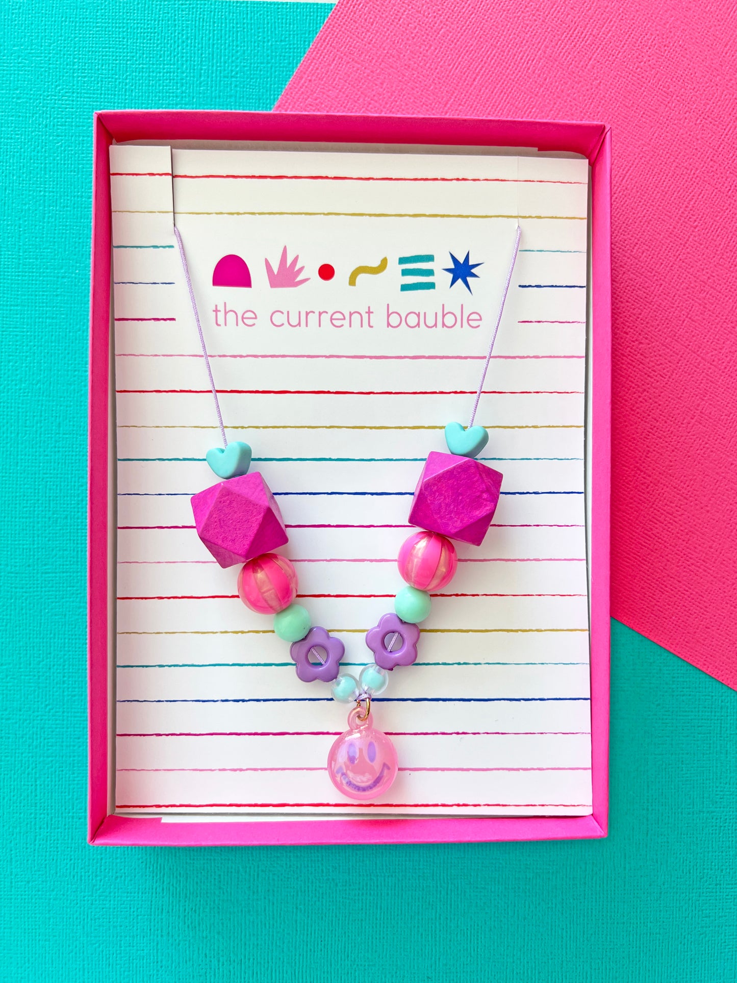 Girls Cute Smiley Charm Beaded Necklace