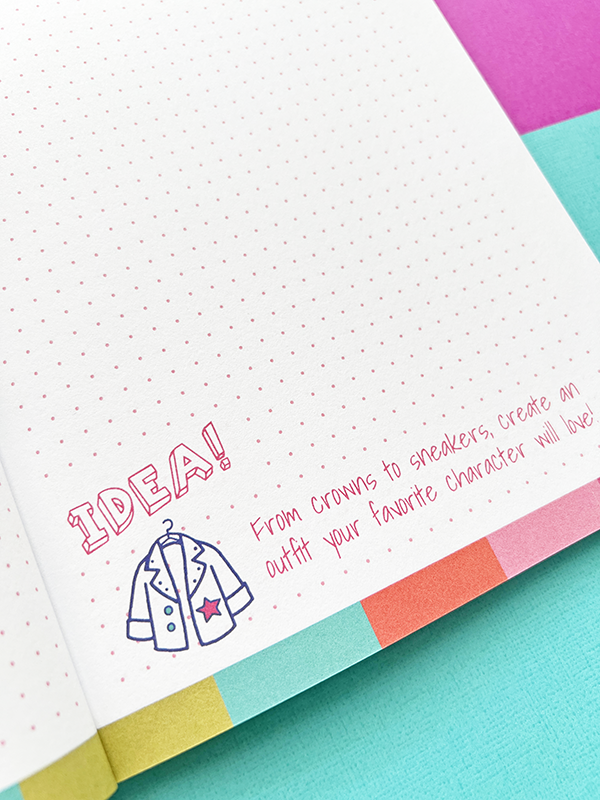 Creative reading prompt from the Books Over Boys reading journal for girls — encourages kids to design an outfit for their favorite book character. A fun literacy activity that builds imagination, story connection, and critical thinking.