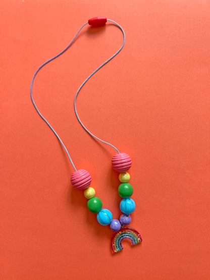 Girls Cute Rainbow Charm Beaded Necklace