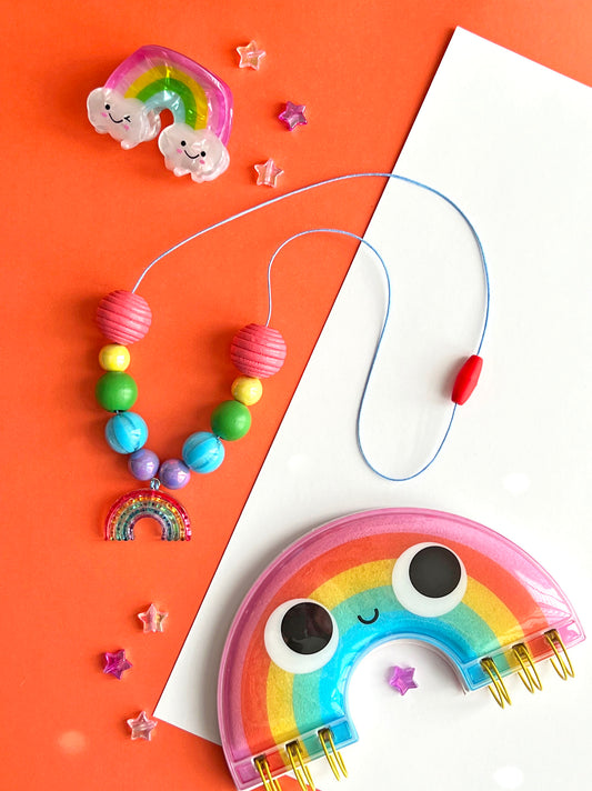 Girls Cute Rainbow Charm Beaded Necklace