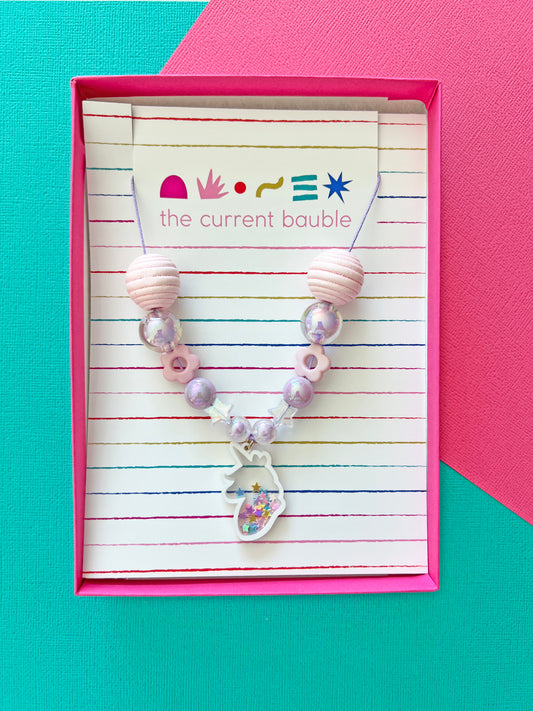 Girls Unicorn Beaded Charm Necklace