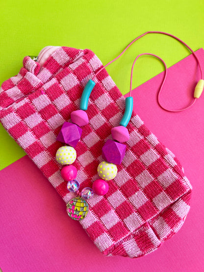 Girls Colorful Disco Mirrorball Necklace