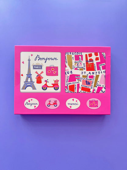 Mini Note Card Set – Paris-Themed Cards with Envelopes & Stickers