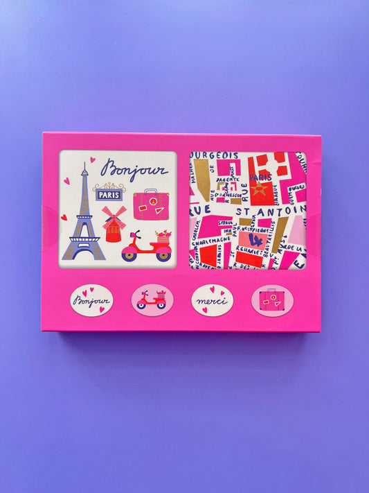 Mini Note Card Set – Paris-Themed Cards with Envelopes & Stickers