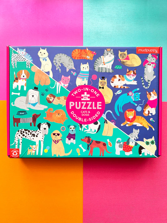 Cats & Dogs 100 Piece Double-Sided Puzzle