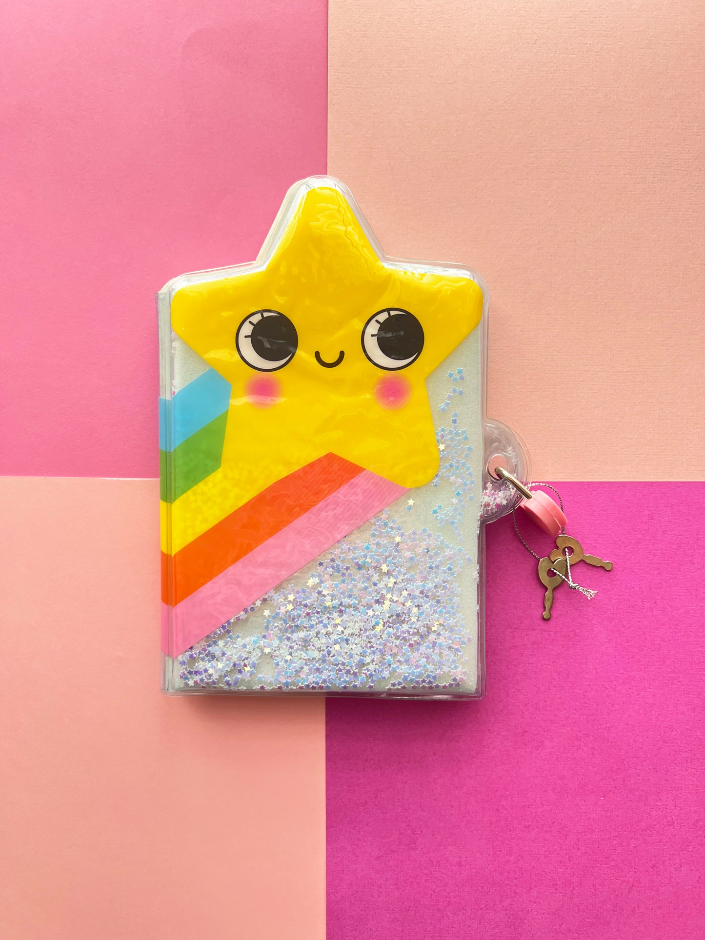 Star Lock Diary – Glittery Secret Journal with Heart Key