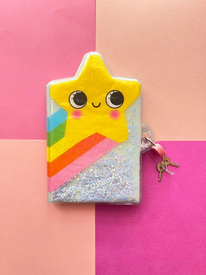 Star Lock Diary – Glittery Secret Journal with Heart Key