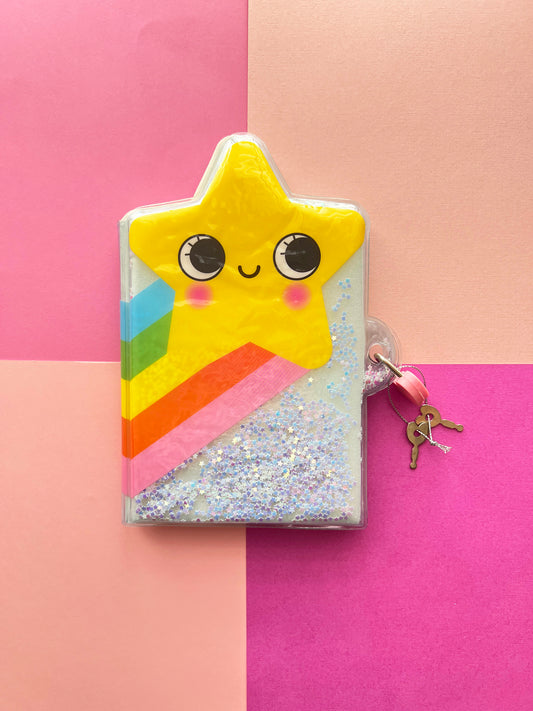 Star Lock Diary – Glittery Secret Journal with Heart Key