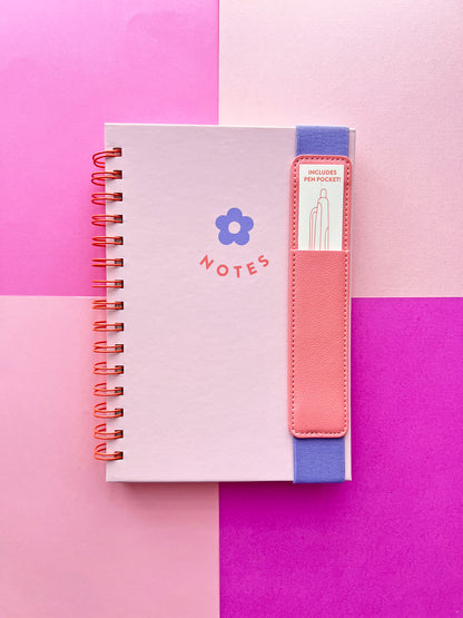 Notebook with Pen Pocket – Hardcover Journal with Elastic Band & Vegan Leather Pouch