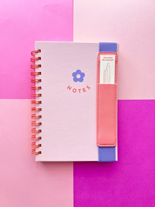 Notebook with Pen Pocket – Hardcover Journal with Elastic Band & Vegan Leather Pouch