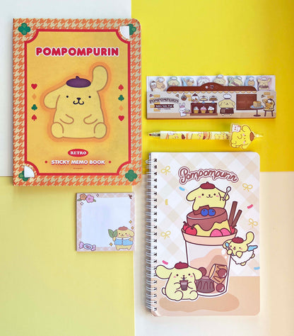 Sanrio Stationery Paper Goods Bundle: Stationery Paper & Sticky Notes Set, Set of Page Flags, Pen, Coil Bound Lined Journal & Sticky Note Memo Pad