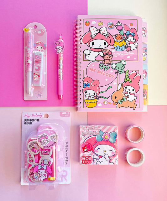 Sanrio Journal Stationery Bundle: Notebook, Stickers, Washi Tapes, Pencil & Pen