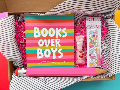 Girls Reading Journal Set  Summer Book Tracker, Bookmark, Jumbo Pencil, Lip Balm Keychain