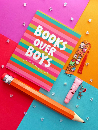 Girls Reading Journal Set  Summer Book Tracker, Bookmark, Jumbo Pencil, Lip Balm Keychain