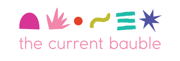 the current bauble logo with colorful abstract shapes, offering unique gifts and accessories for girls and tweens.